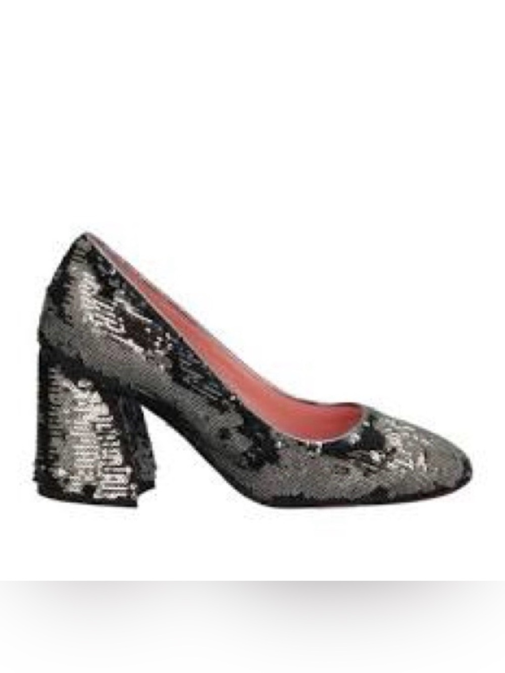 Vero Cuoio black and Silver Sequin Block Heel Pumps - Women's Dress Shoes